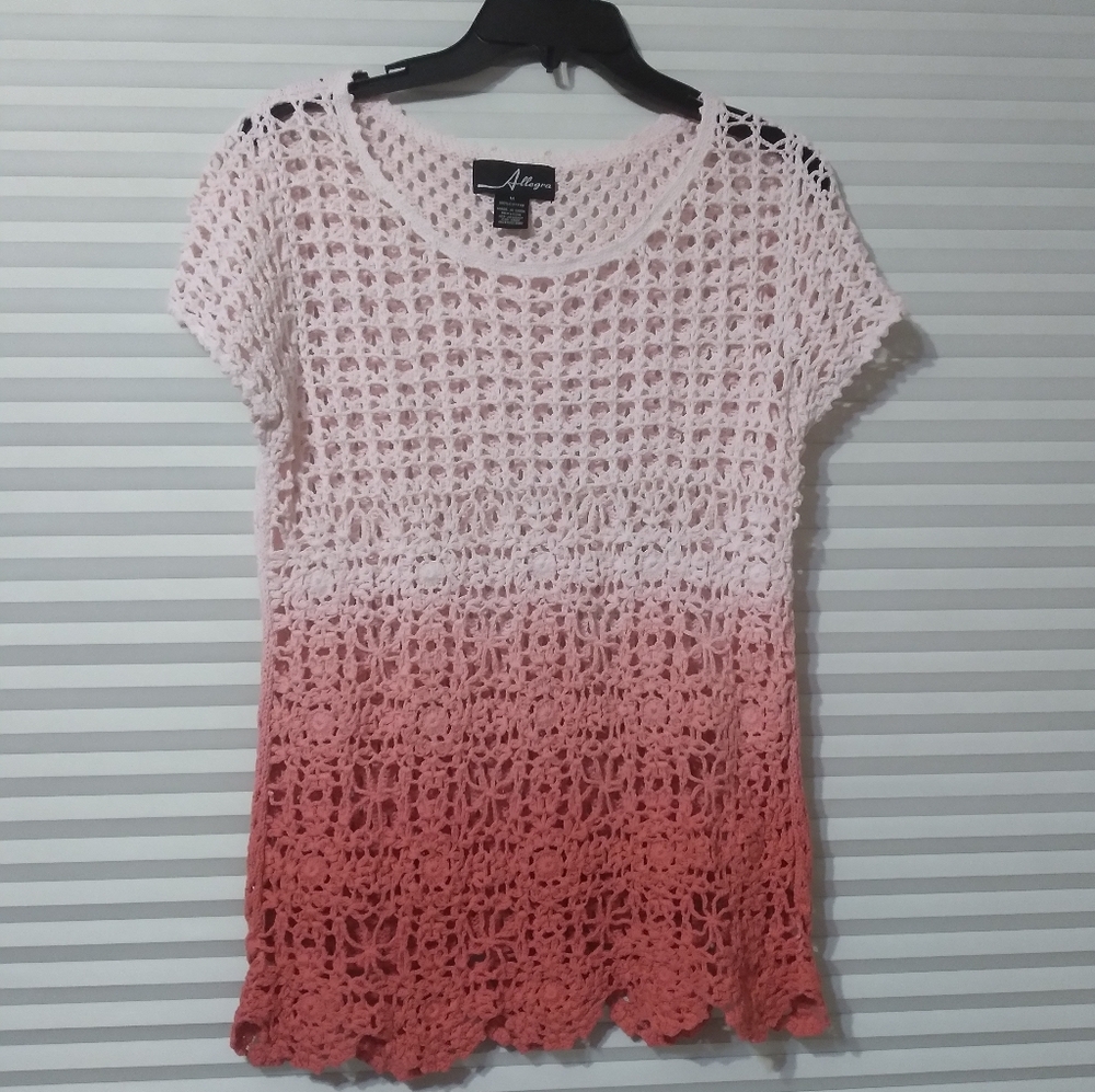 Allegra Women's Crochet knit Top Blouse.